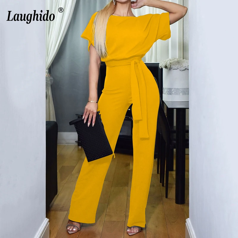 Женский спортивный костюм Laughido офисный однотонный Облегающий комбинезон