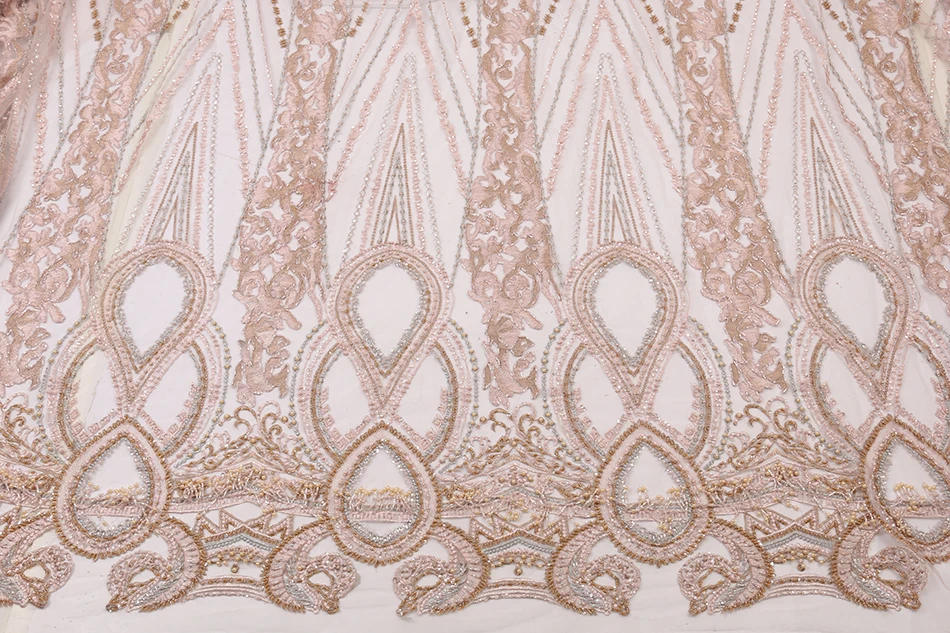 Sliver Grey Heavy Lace Dress, Newest Fabric Handmade Lace Bridal Fabric, French Lace Nigeria Beaded Fabric Mr2736b