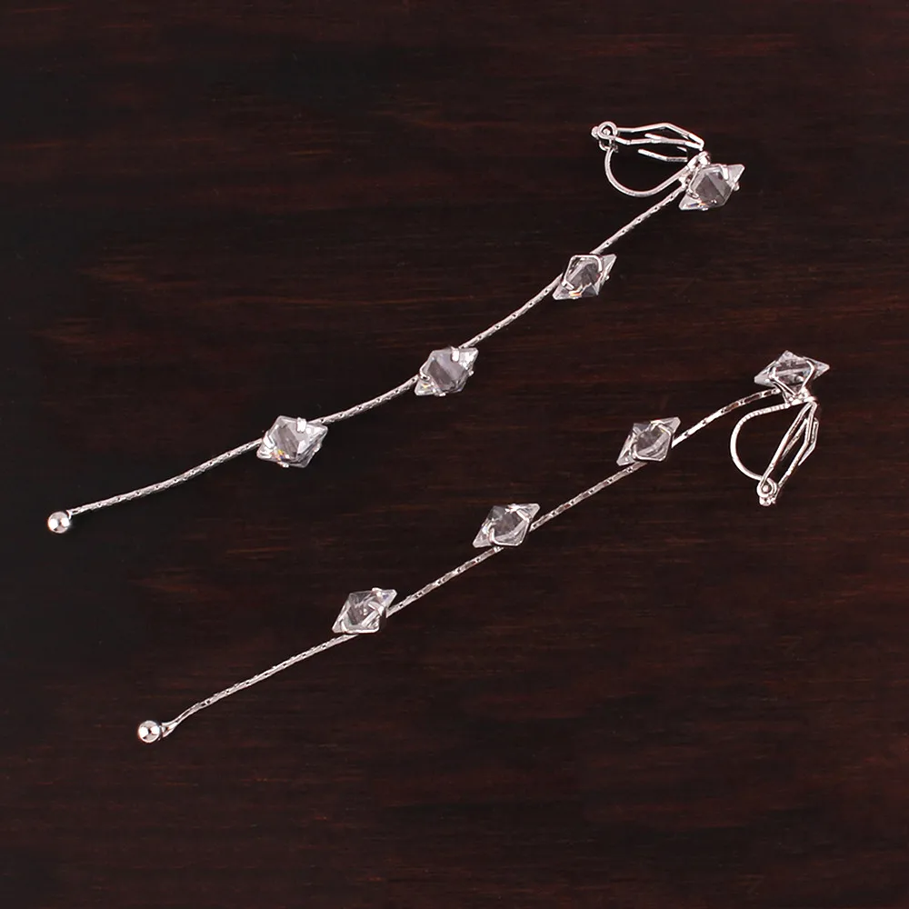 Tassel 10 Бренд Grace Jun AAA CZ длинные серьги-клипсы в форме сердца с бантом, модные свадебные серьги с кисточками, ювелирные изделия, серьги без отверстий - Окраска металла: Tassel 10