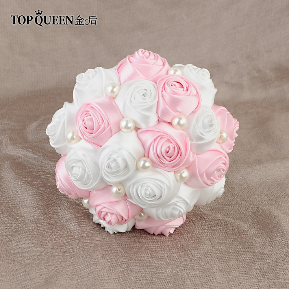 TOPQUEEN F4-PK букет Искусственные розы Розовый Свадебный букет цветок-бутоньерка корсаж лента для свадебных букетов