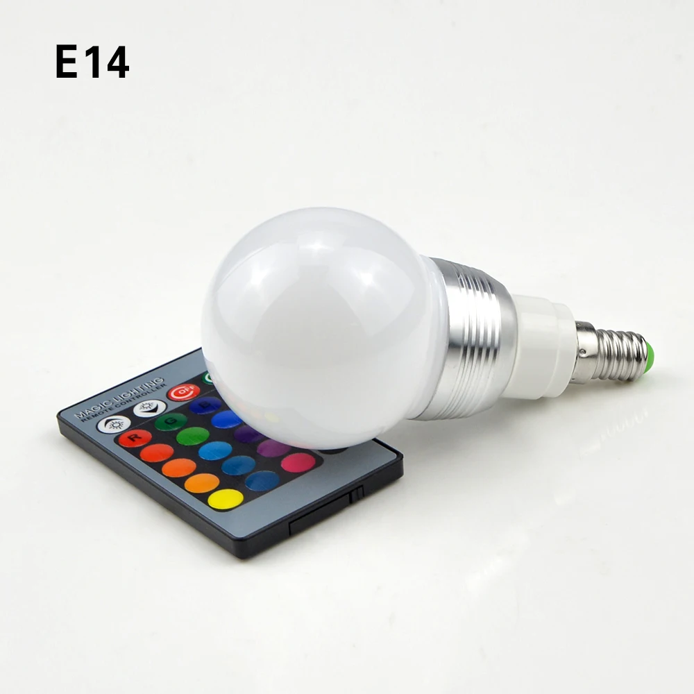 Домашний Светильник ing RGB затемнения светодиодный ночной Светильник E27 E14 85-265V 110V 220V Sopt светильник для сценического освещения светодиодный лампы/24key пульт дистанционного управления Точечный светильник