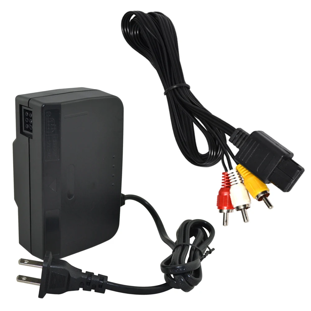 AC Adapter Power Supply  for N64 Power Cord Cable US Plug with AV cable
