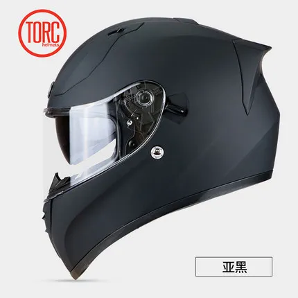TORC Полнолицевой шлем Casco мотоциклетный шлем модный профессиональный шлем винтажные двойные линзы T128 - Цвет: matte black