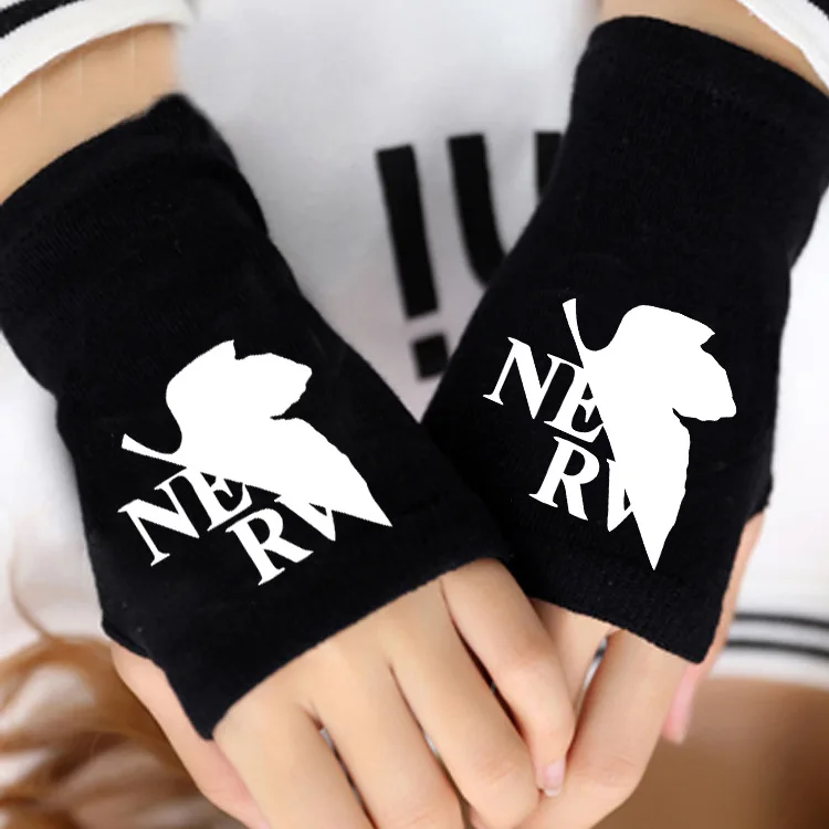 Pattern 1 Аниме «Death Note»/Vocaloid/EVA/No Game No Life/No Face man перчатки из хлопка с принтом перчатки без пальцев для влюбленных с героями мультфильмов черные варежки Unise - Цвет: Pattern 1
