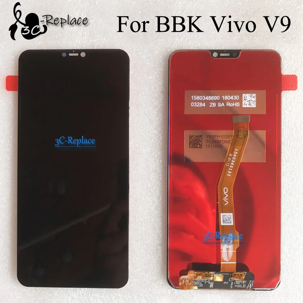 

Высококачественный черный ЖК-дисплей 6,3 дюйма для BBK Vivo V9 с сенсорным стеклом и дигитайзером в сборе/с рамкой