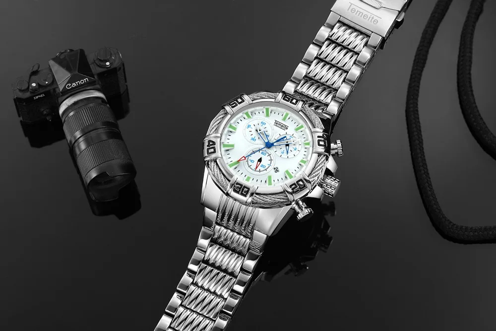 Brand Super Big Dial Men's Watches Blue Face Watch Casual Luxury Brand Men Quartz Wristwatch whatch Male Heavy Full Steel Clock
