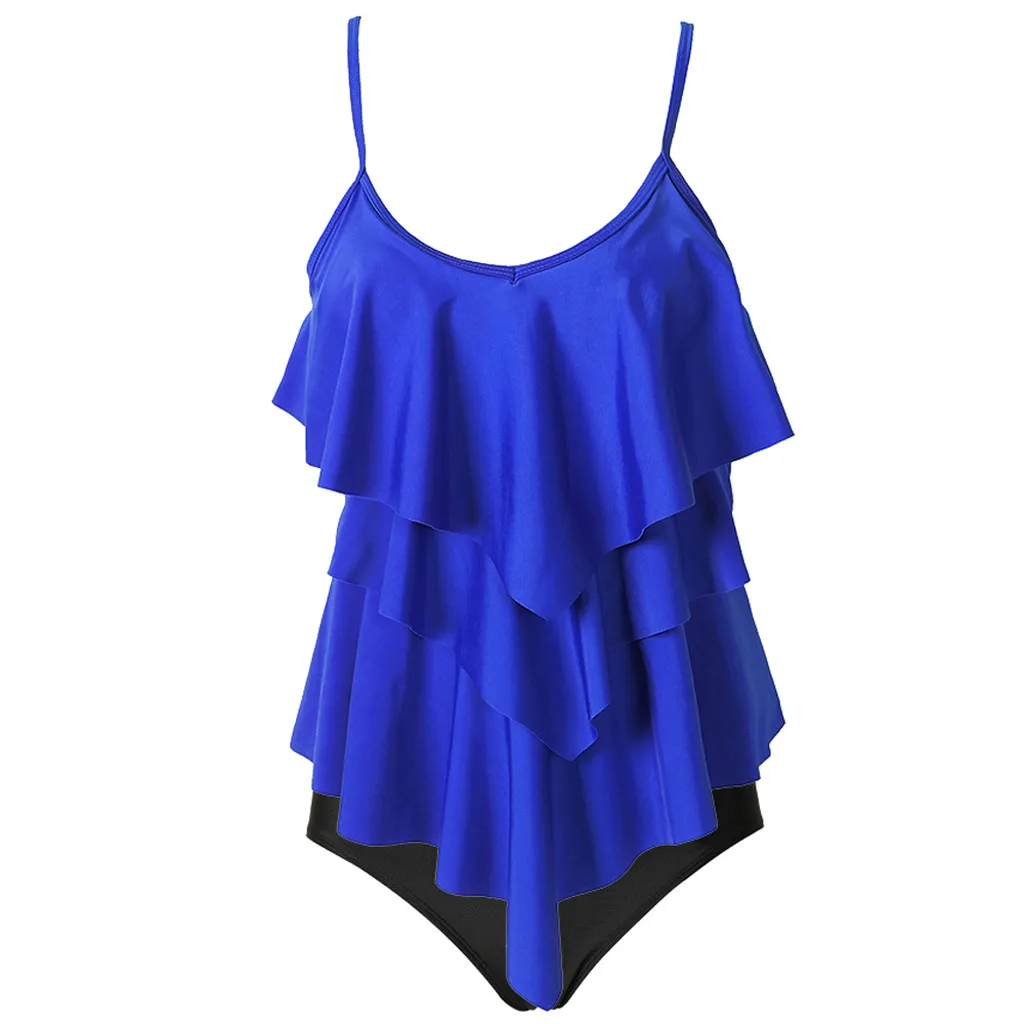 tankini swimsuits women beach brazilian bikini Pleated Three-Layer Ruffle Bikini Triangular Split Swimsuit sport swimwear badpak