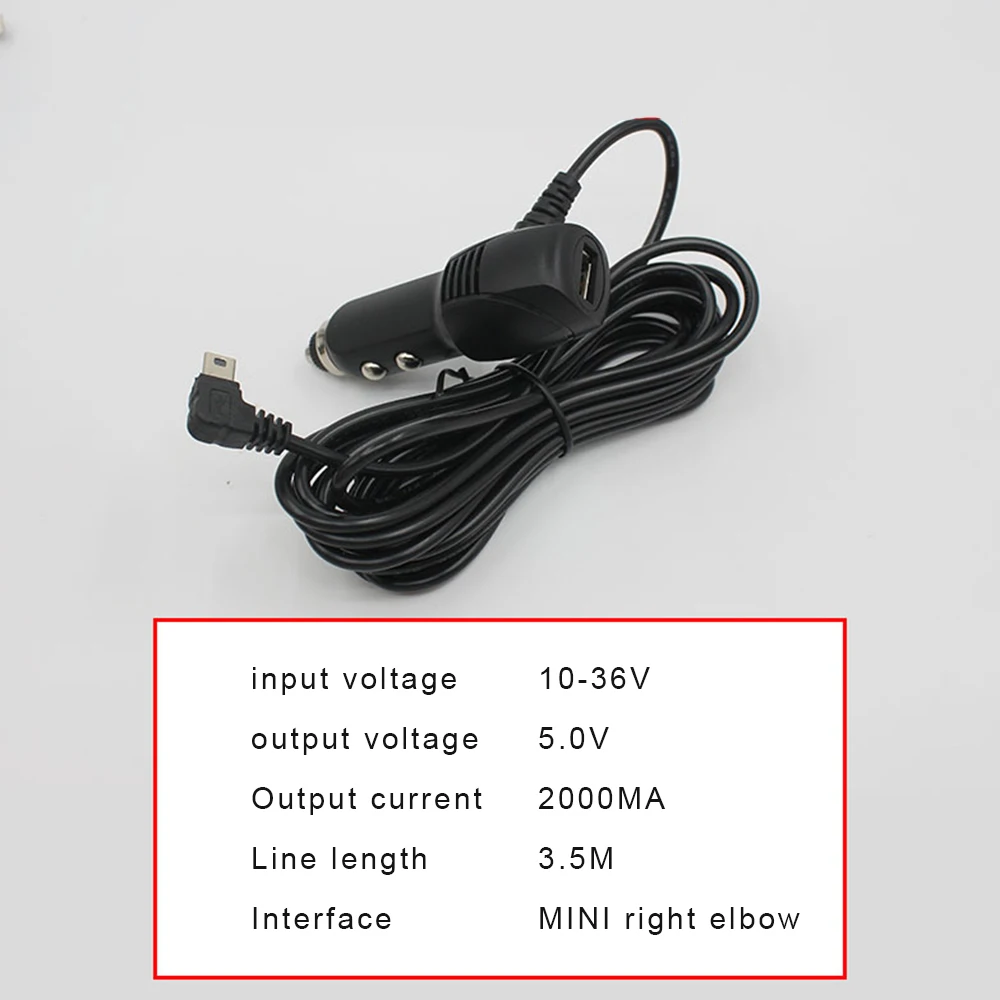 Tancredy Car Charging Curved micro USB Cable for DVR Camera Video Recorder / GPS PAD Mobile lengh 3.5m ( 11.48ft | Автомобили и