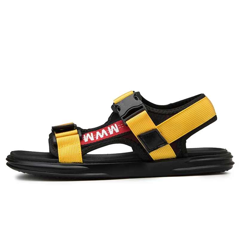 Unisex Summer Sandals Men Gladiator Sandals Flip Flops Male Beach Shoes Slippers Slides Flat Shoes Walking Sandalias Hombre - Цвет: Цвет: желтый