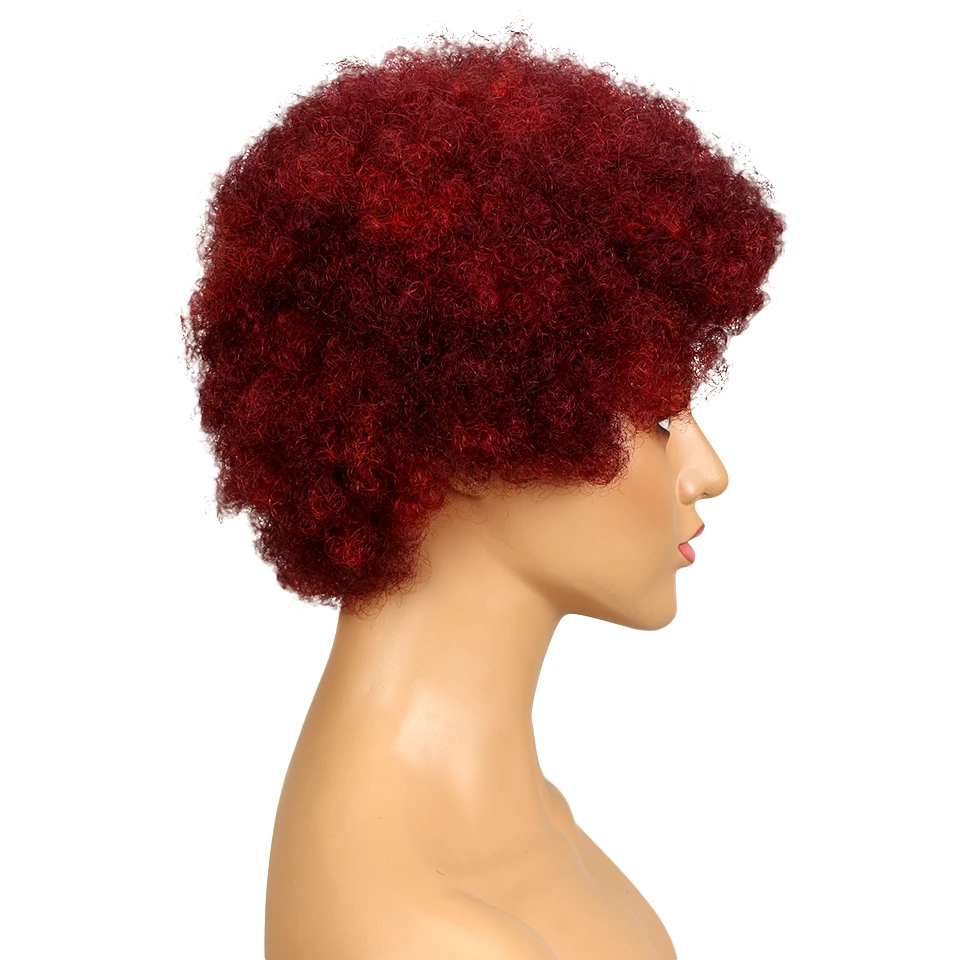 Гладкий африканские Курчавые Кудрявые Парики из натуральных волос с Африканской