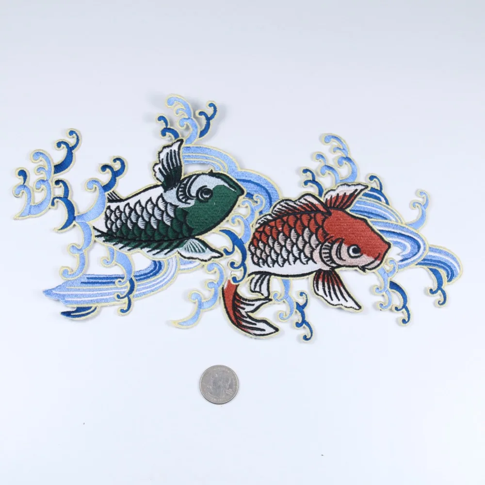 Новинка Китайская вышивка искусство Твин карпс высокое качество нашивка