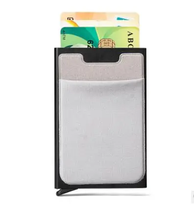 Black with gray 2 Мужской алюминиевый кошелек с задним карманом ID держатель для Карт RFID Блокировка мини тонкий металлический кошелек автоматический всплывающий кошелек для кредитных карт - Цвет: Black with gray 2