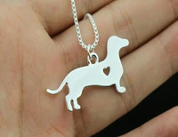 newest 1pcs summer fashion cute dachshund necklace metal cartoon dog pendant jewelry golden colors plated
