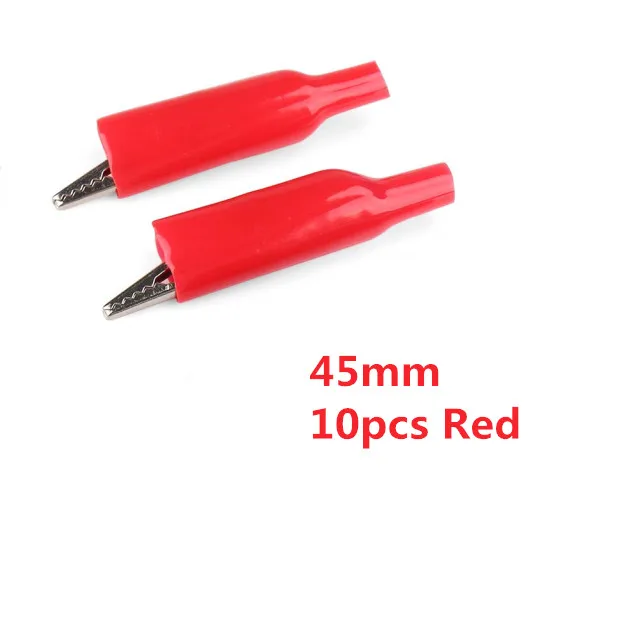 45mm-Red 10 шт./лот 28 мм/35 мм/45 мм металлический зажим крокодил G98 Электрический зажим для тестирования зонда метр Черный/Красный с пластиковой загрузкой - Цвет: 45mm-Red