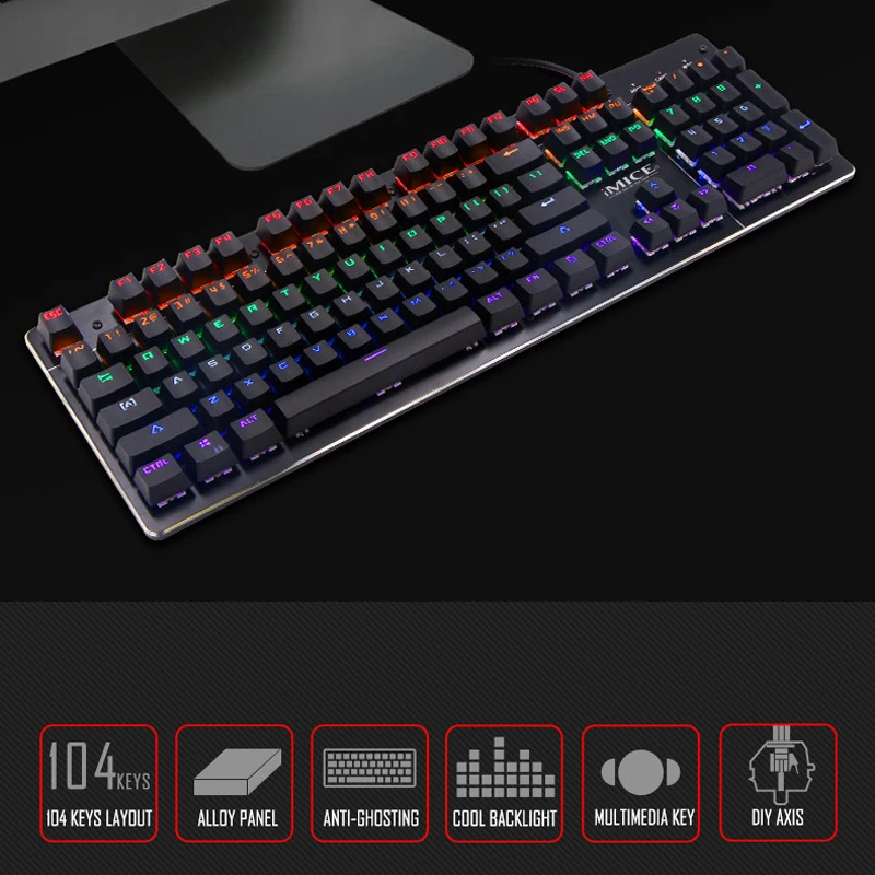 IMice игровая механическая клавиатура с подсветкой подсветка геймер RGB для