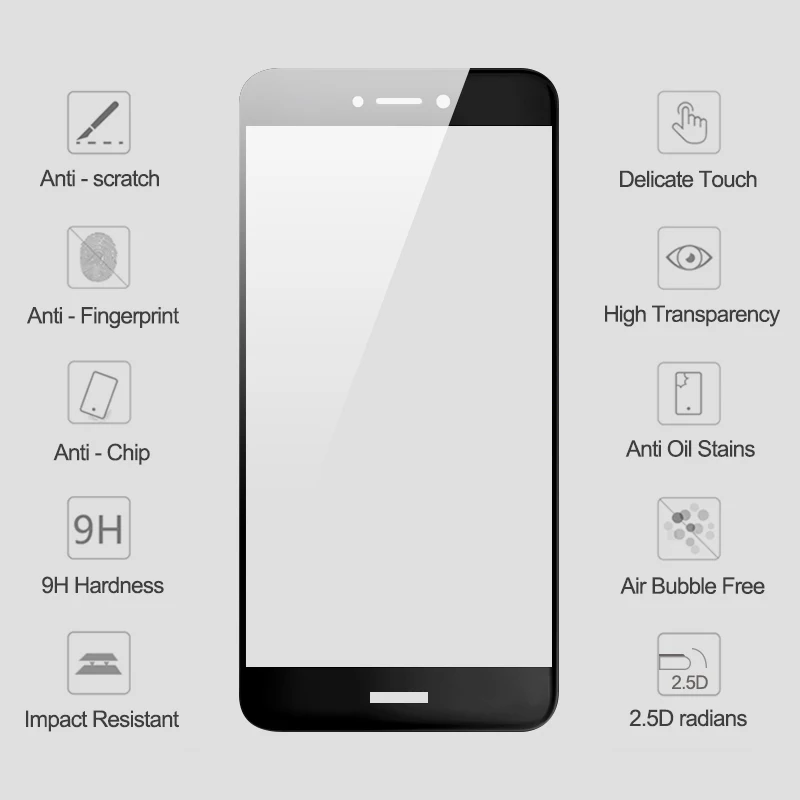 Полное покрытие из закаленного стекла для Huawei P8 Lite 2017 защитное стекло на экран