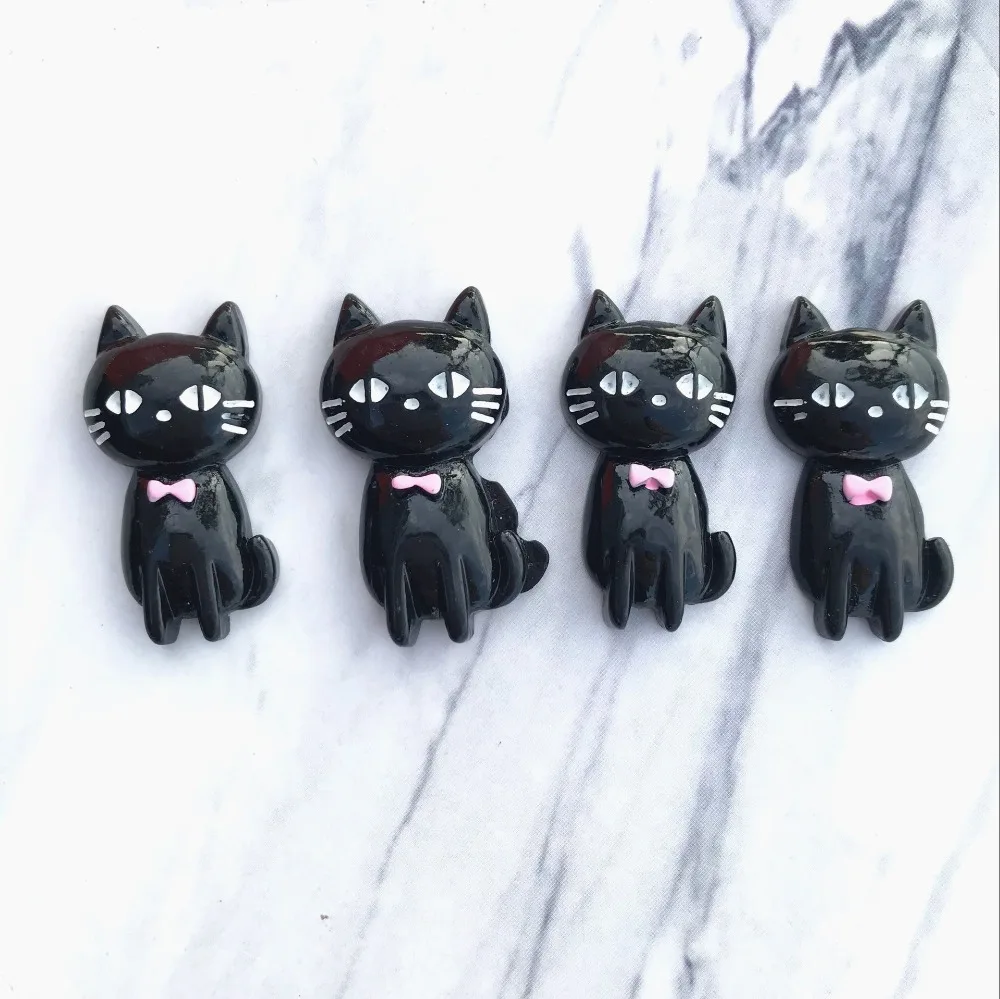32*17 мм 10 шт./лот kawaii плоский задник из смолы маленький черный Кот Смола кабошоны