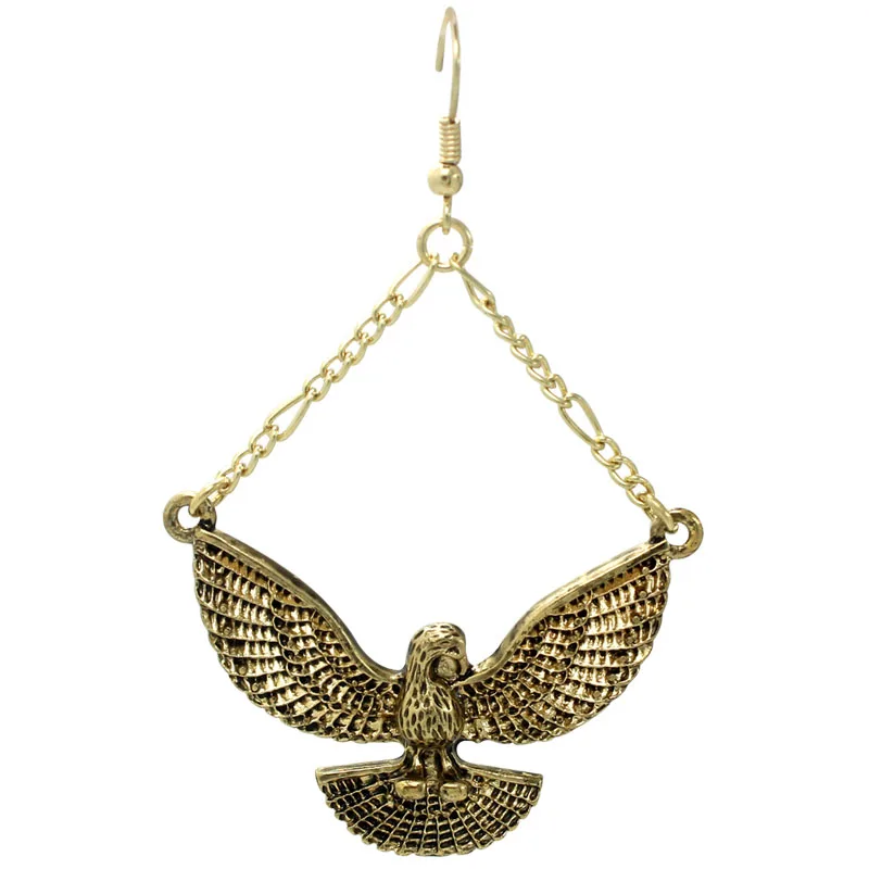 Женские винтажные серьги с крыльями орла серьги-подвески золотого цвета в