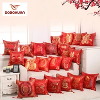 chinese red embroidered pillow covers new year valentines day wedding gifts decorative pillows home decor tassels cushion cover
