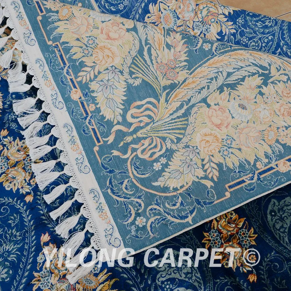 Восточный шелковый ковер Yilong 8 6 'x 11 6' Hereke синий античный турецкий ручной