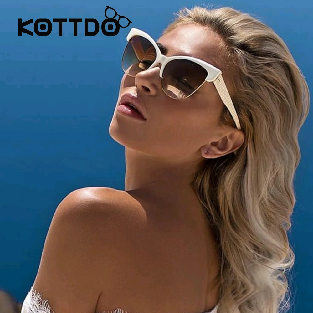 Модные солнцезащитные очки кошачий глаз Для женщин Элитный бренд Винтаж Защита