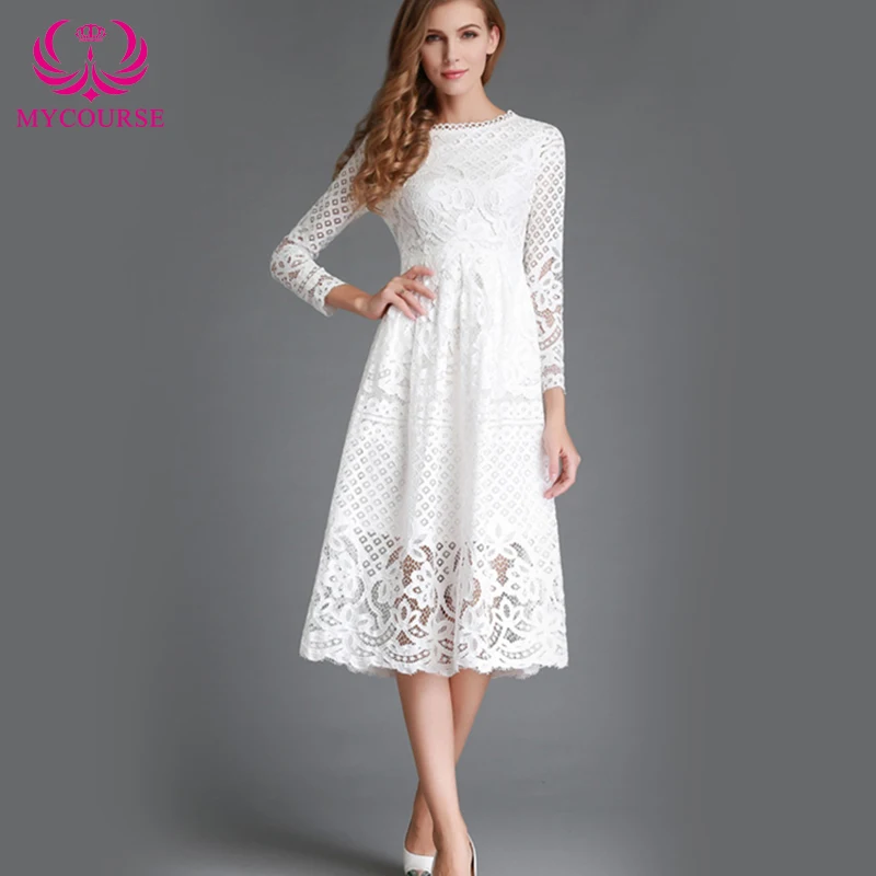MYCOURSE новинка 2017 летнее модное открытое элегантное кружевное вечернее платье
