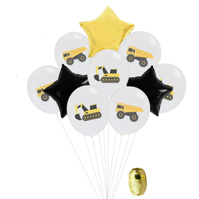 Для мальчика на день рождения украшения Желтый экскаватор воздушных шаров из