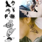 Горячие черные маленькие временные татуировки с животными, наклейки, женский боди-арт, планета, искусственная кожа, Мужская переводная татуировка сделай сам с орлом