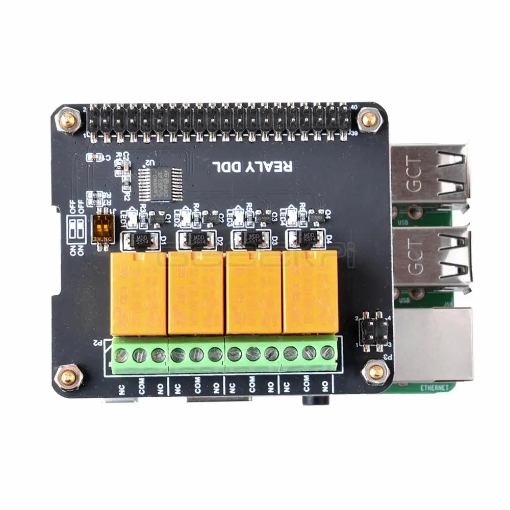 Оригинальная 4 канальная релейная плата GeeekPi для Raspberry Pi 4B/ 3B + (Plus) / 2B|Аксессуары