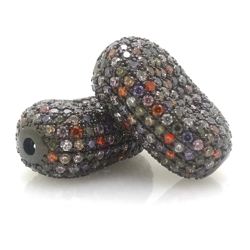 Mixed Gold Black Silver Color micro pave zircon beads Broad Bean Shaped bead fit for Pearl Gem Stone jewelry making accessroies | Украшения