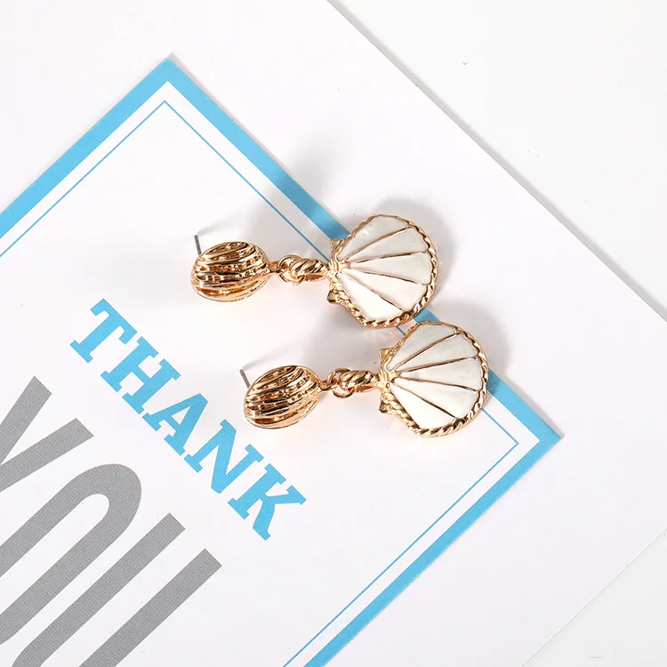 2018 New Fashion Drop Earrings For Women White Blue Flower Shell Female Dangle Gold Pendientes | Украшения и аксессуары