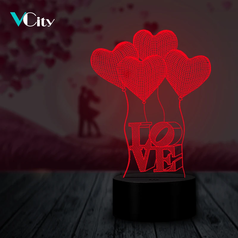 3D ночник VCity в форме сердца светодиодный USB светильник прикроватный столик
