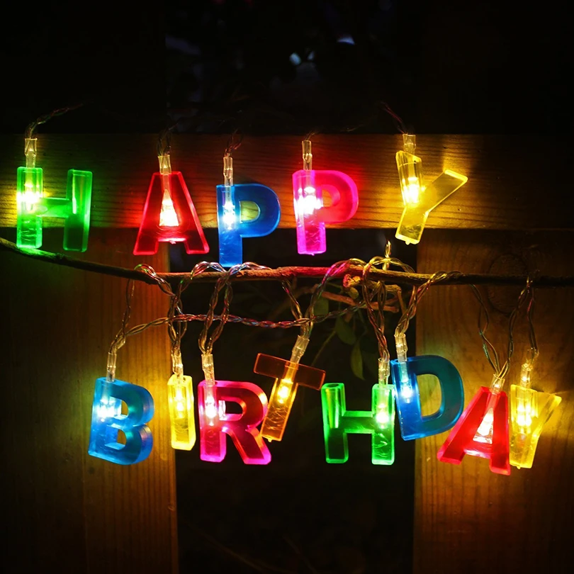 Цветной светодиодный светильник с надписью Happy Birthday Merry Christmas работающий от