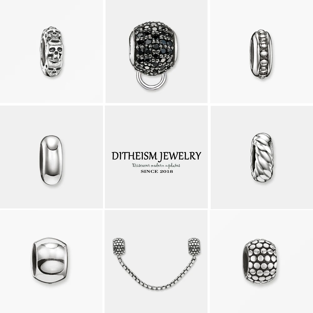 

DIY Beads Stopper Skulls, 2018 Fashion 925 Sterling Silver Jewelry Punk Gift For Women Men Boy Girl Fit Bracelets Necklace