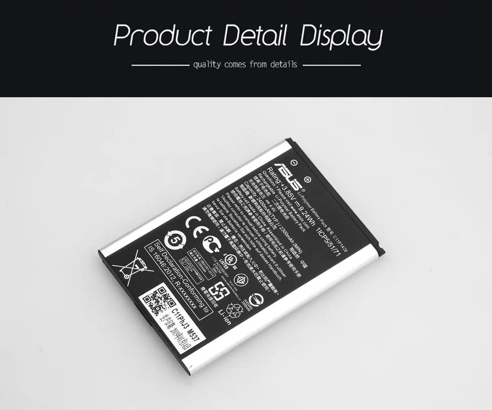 Original ASUS Replacement Phone Battery C11P1428 for Asus ZenFone 2 Laser ZE500KL ZE500KG Z00ED 5" High Capacity 2400mAh+ Tools
