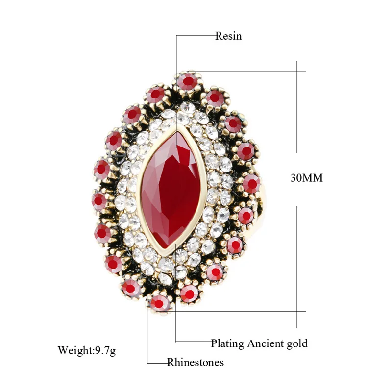 Женское Винтажное кольцо с большим овальным кристаллом | Украшения и аксессуары