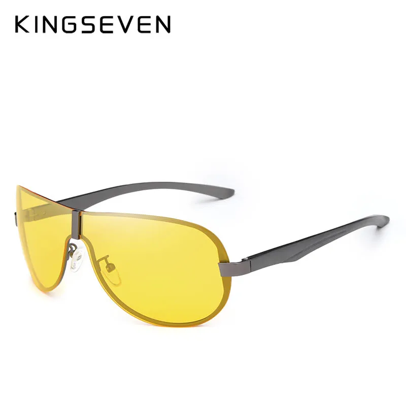 C02 GUN YELLOW KINGSEVEN HD очки ночного видения Поляризованные мужские классические алюминиево-магниевые желтые линзы солнцезащитные очки для вождения безопасные Gafas De Sol - Цвет линз: C02 GUN YELLOW