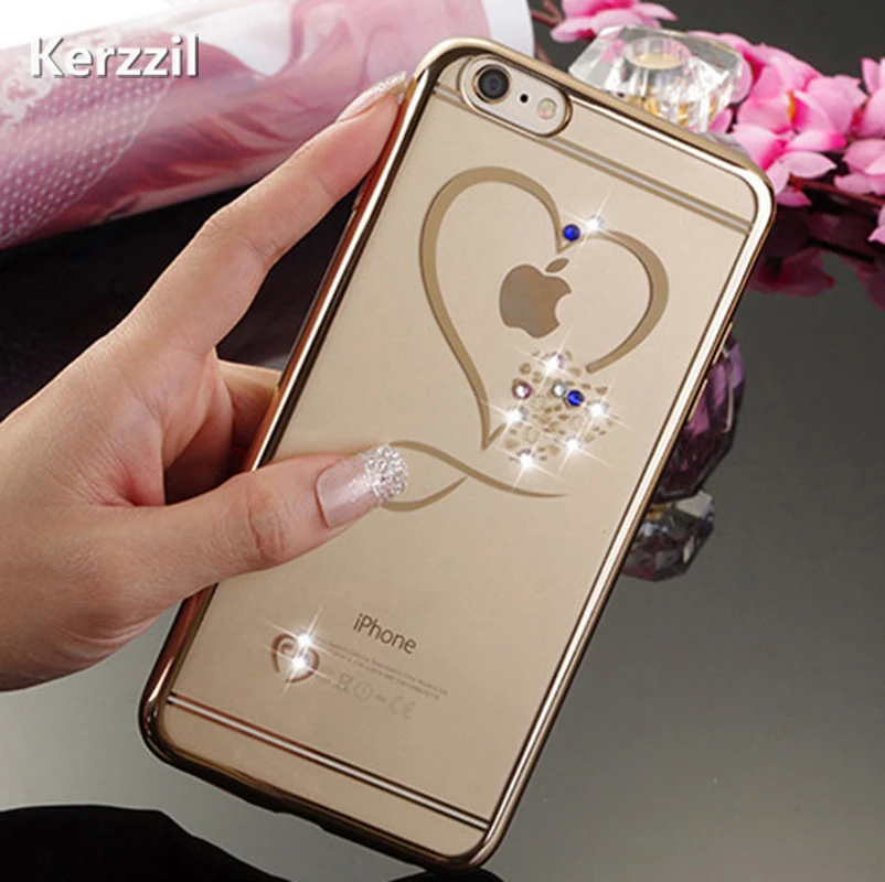 Чехол Kerzzil с кристаллами и алмазным цветком для iPhone 7 7plus 6 6s Plus блестящий чехол