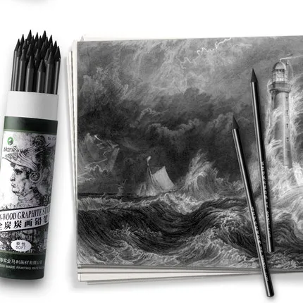 Углеродные эскизные карандаши материалы для рисования 24 шт. бесплатная