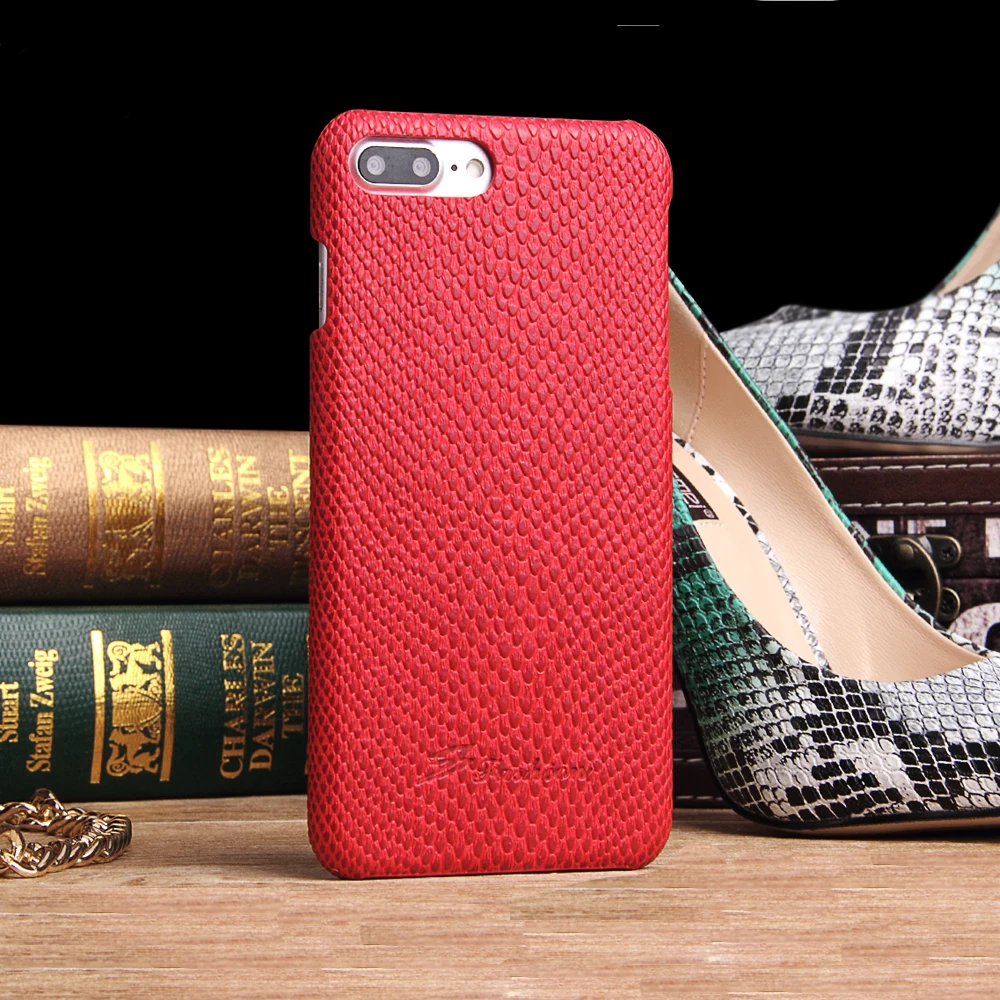 (Красный) Fierre Shann бренд PU кожа чехол для iPhone 7 Plus/iPhone 8 плюс питон текстура Мода