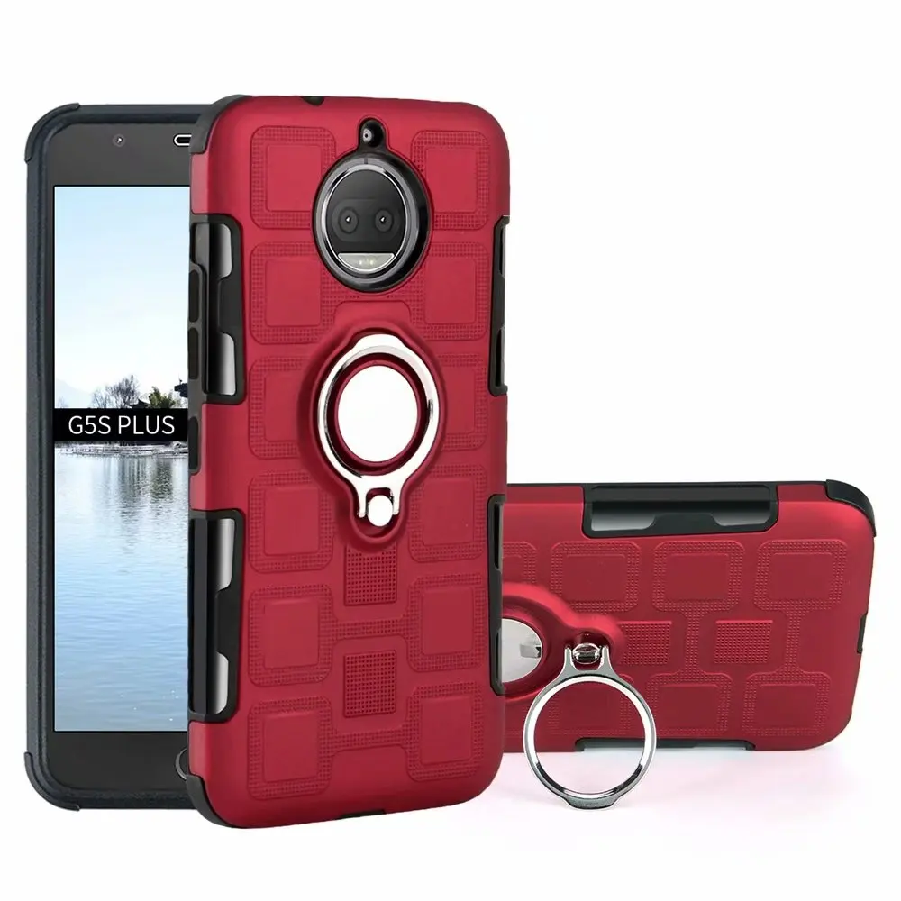 red Чехол для Motorola Moto G7 G6 G5 G5S G4 C X4 E4 E5 Z3 Play Plus противоударный 2 в 1 Жесткий PC силиконовый чехол для телефона чехол - Цвет: red