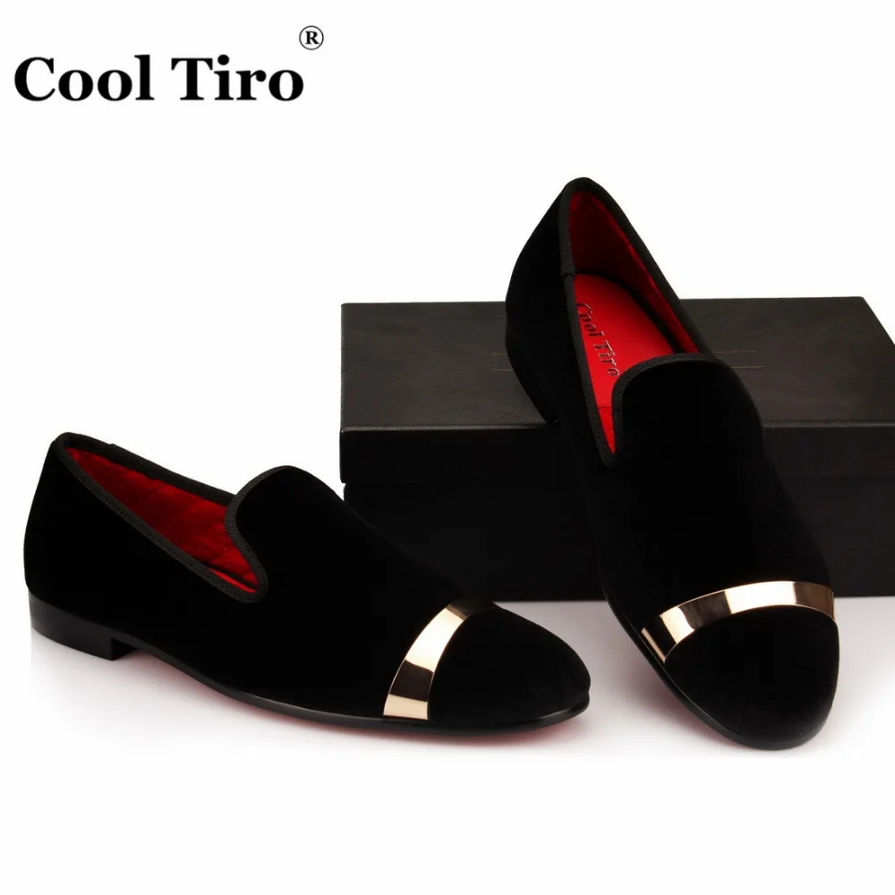 COOL TIRO red/White fashion Black velvet sheet metal iron casual loafers breathable men flats smoking slipper Wedding shoes | Обувь