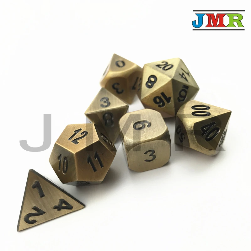 Многогранный 7 die набор Dados Металл для Rpg прокатки D4 D8 D10 % D12 D20 Dnd металлические
