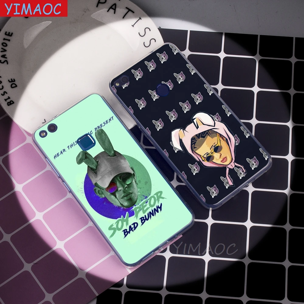 Мягкий чехол YIMAOC Bad Bunny Maluma Lil с открытым носком для Huawei P8 P9 P10 P20 P30 Lite Pro P smart 2019 |