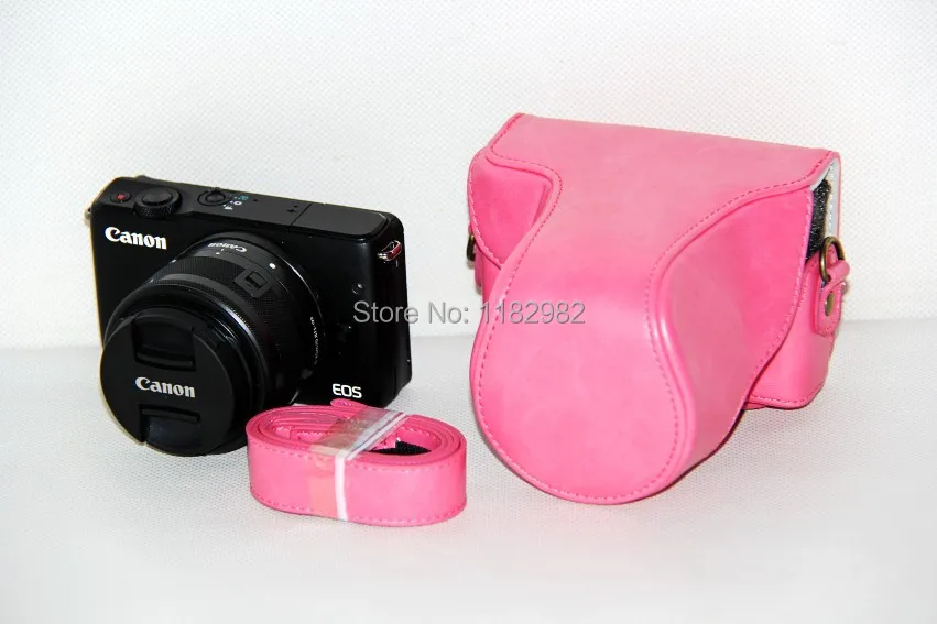 Кожаный чехол для цифровой камеры Canon EOS M10 M100 защитный на плечо с ремешком фото и 5