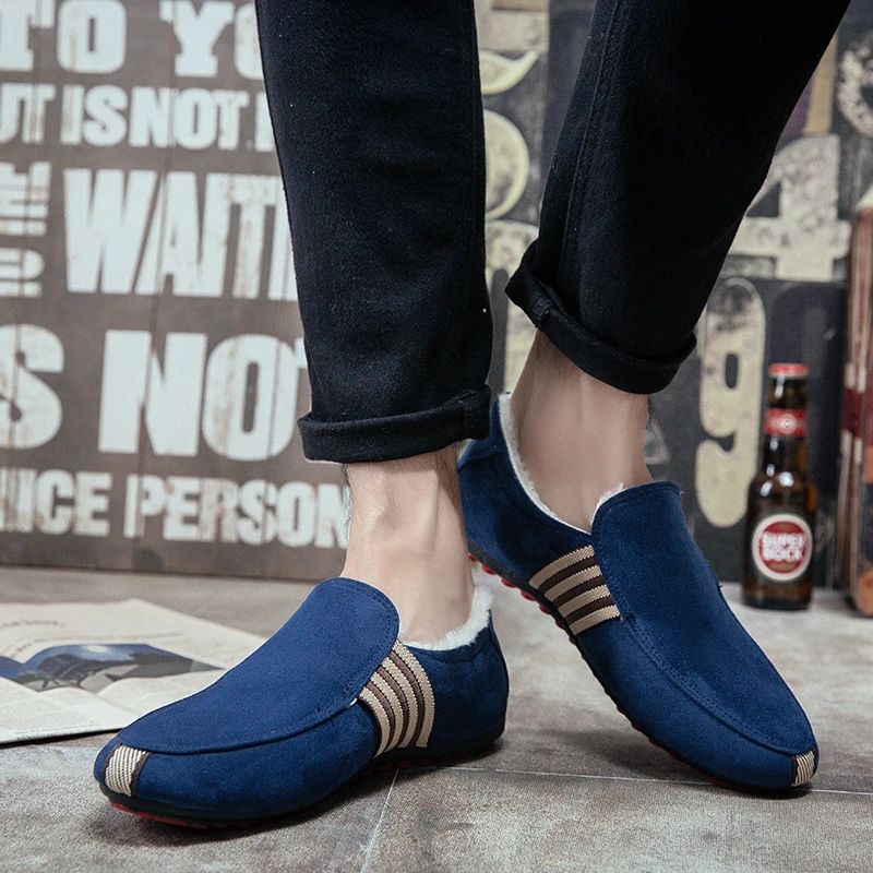 ZYYZYM Men Shoes Spring Autumn Slip-On Style Plush Keep Warm Loafers Comfortable Simple Slacker | Обувь