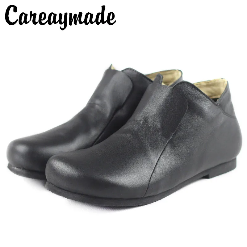 Careaymade-Genuine leather Black shoes Pure handmade ankle boots The retro art mori girl Fashion woman warm | Обувь