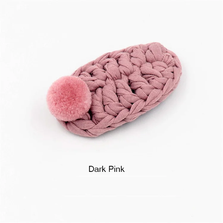 Dark Pink 1 шт. милые помпоны мини-шерстяные шаровые заколки для волос для маленьких девочек, детские милые заколки BB, вязаные заколки для волос, аксессуары для детских головных уборов - Цвет: Dark Pink
