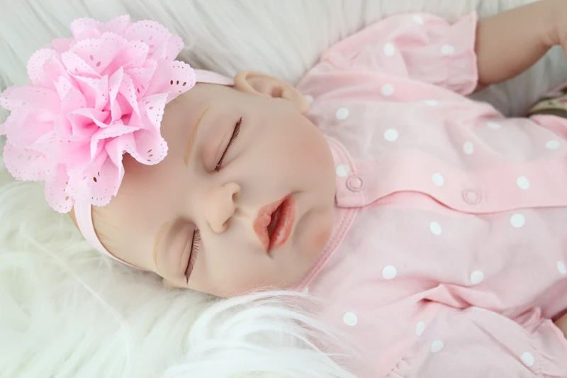 55 см полный Силиконовый Reborn Baby Sleeping Girl 2" реалистичный винил Новорожденные куклы закрытые глаза прекрасный подарок на день рождения водонепроницаемый