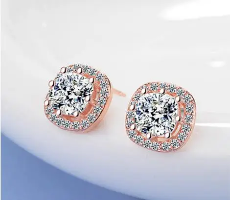TJP Shining Clear Crystal CZ Stones Girl Stud Earrings Jewelry Fashion Silver 925 For Women Lady Popular Birthday Gift | Украшения и